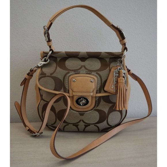 Coach Willis Brown Signature Canvas Leather ''70th Anniversary'' Crossbody Bag - Picture 1 of 16